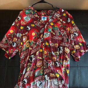 NCAA Red Graphic Casual Button Down Shirt